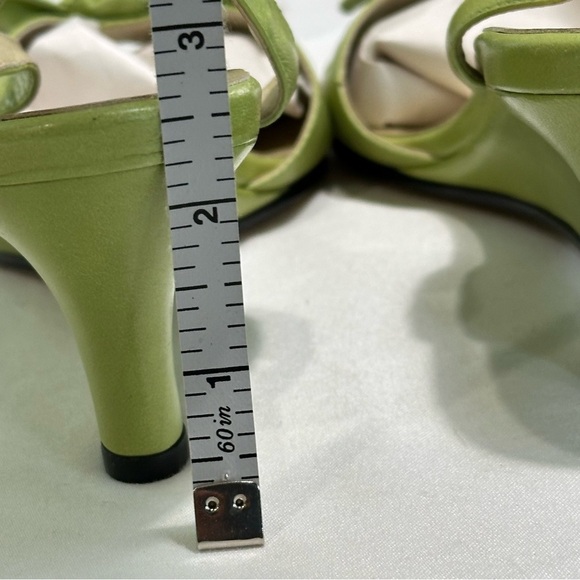 Etienne Aigner Lime Green Wedge Heel Sandals Size 7 Vintage - Picture 14 of 14